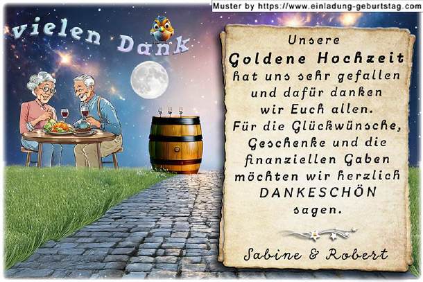 Danksagungskarte Goldene Hochzeit 09