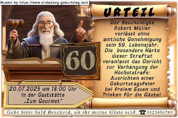lustige Einladung Geburtstag - das Urteil