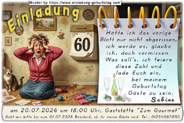 lustige Einladung Geburtstag - der Kalender